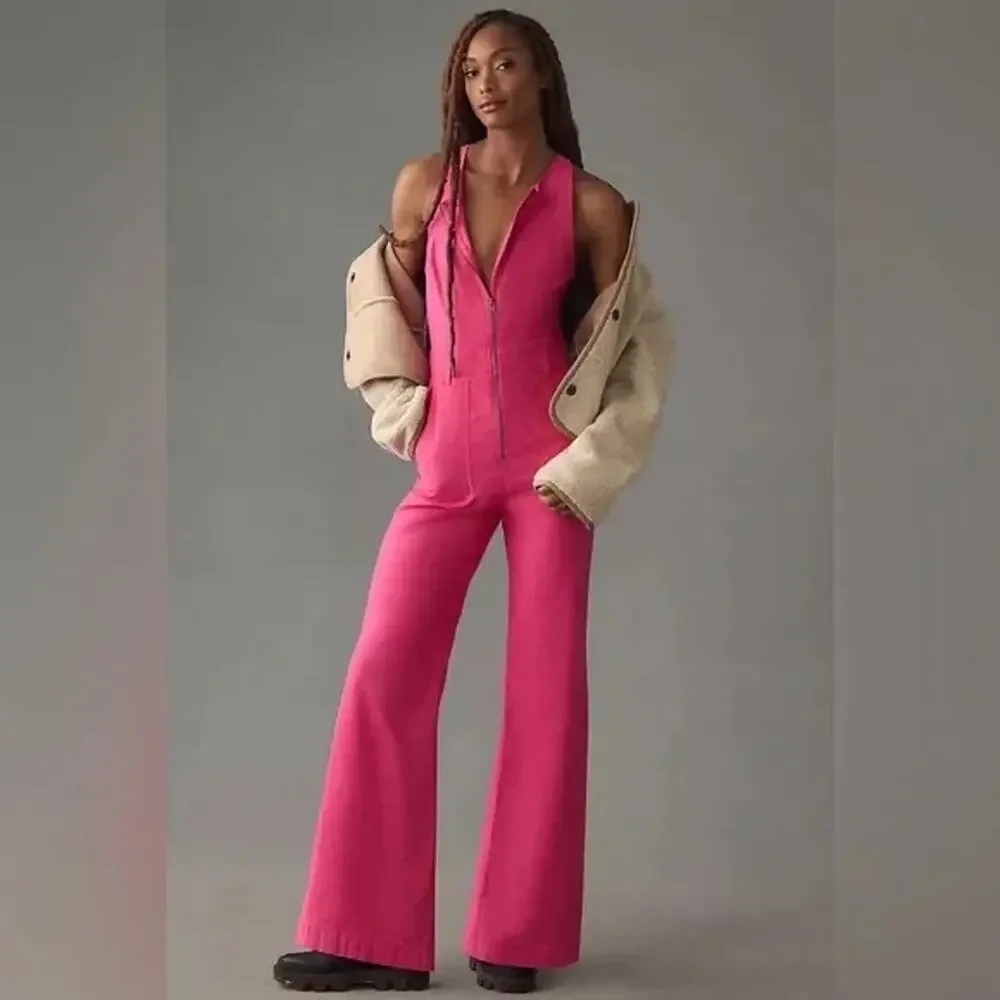 NWD Anthropologie Maeve The Naomi Workwear Jumpsuit Size 14 Pink $MD451 - Picture 1 of 11